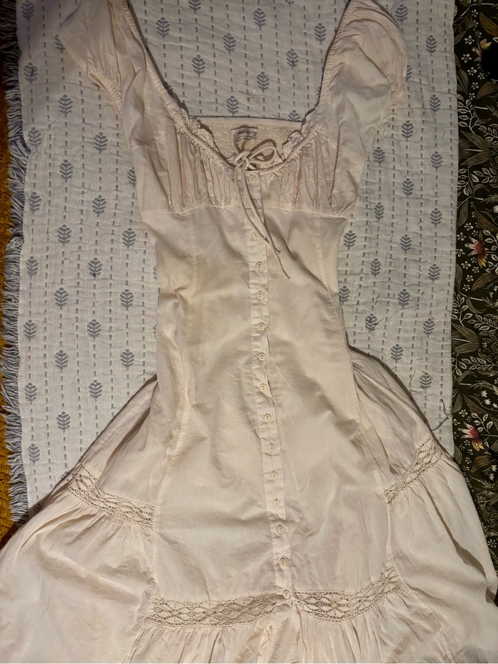 Urban Outfitters Light Cream Button-Front Maxi Dress